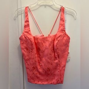 NWT Blondie Nites 2-pc coral corset formal gown